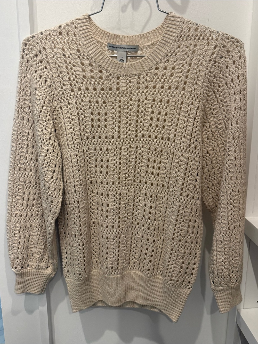 Croft & Barrow Open Knit Crewneck Sweater - Beige size XS